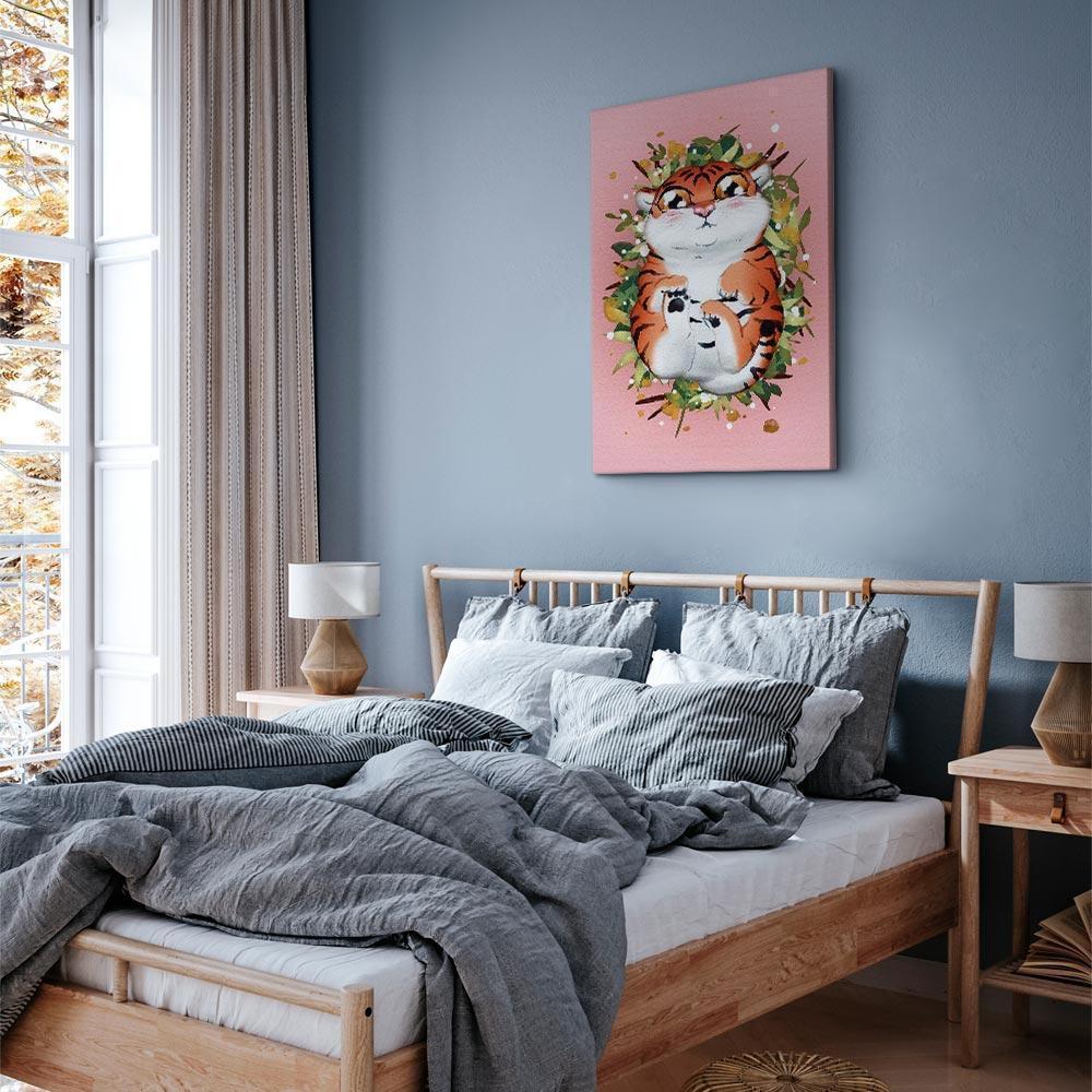 Obraz - Tygrysek na trawie (1-częściowy) pionowy