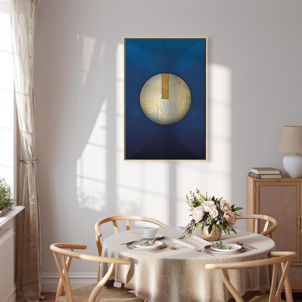 Obraz - W cieniu klasycznego błękitu (1-częściowy) - złote koło w abstrakcji