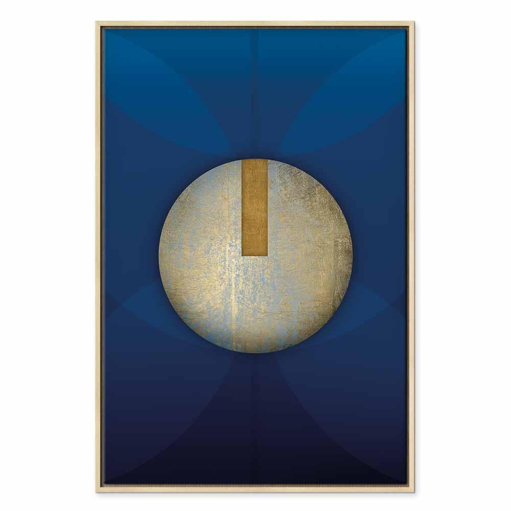 Obraz - W cieniu klasycznego błękitu (1-częściowy) - złote koło w abstrakcji