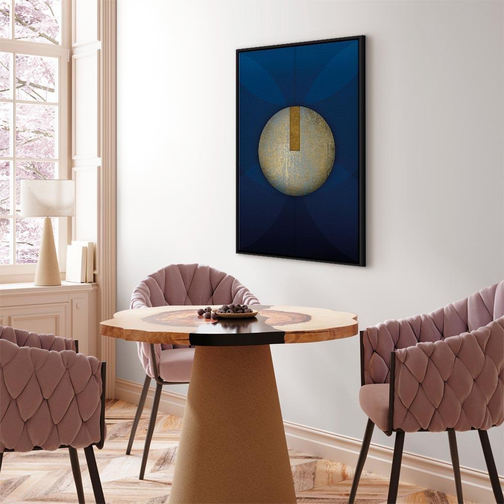 Obraz - W cieniu klasycznego błękitu (1-częściowy) - złote koło w abstrakcji