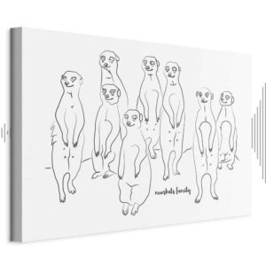 Obraz - Zwierzęcy patrol (1-częściowy) - surykatki z czarno-białym tłem