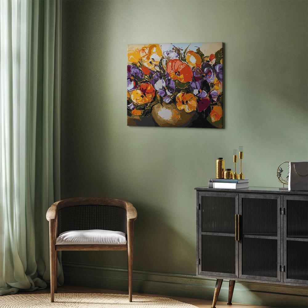 Obraz do samodzielnego malowania - Bratki w wazonie