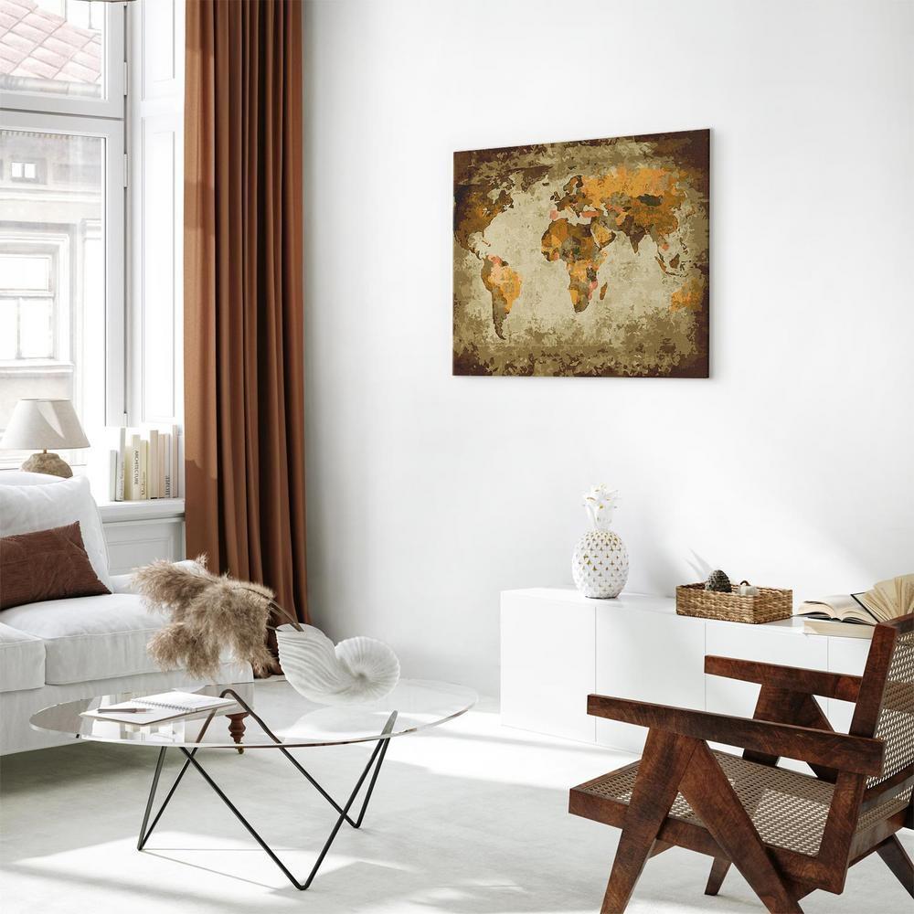 Obraz do samodzielnego malowania - Brązowa mapa świata