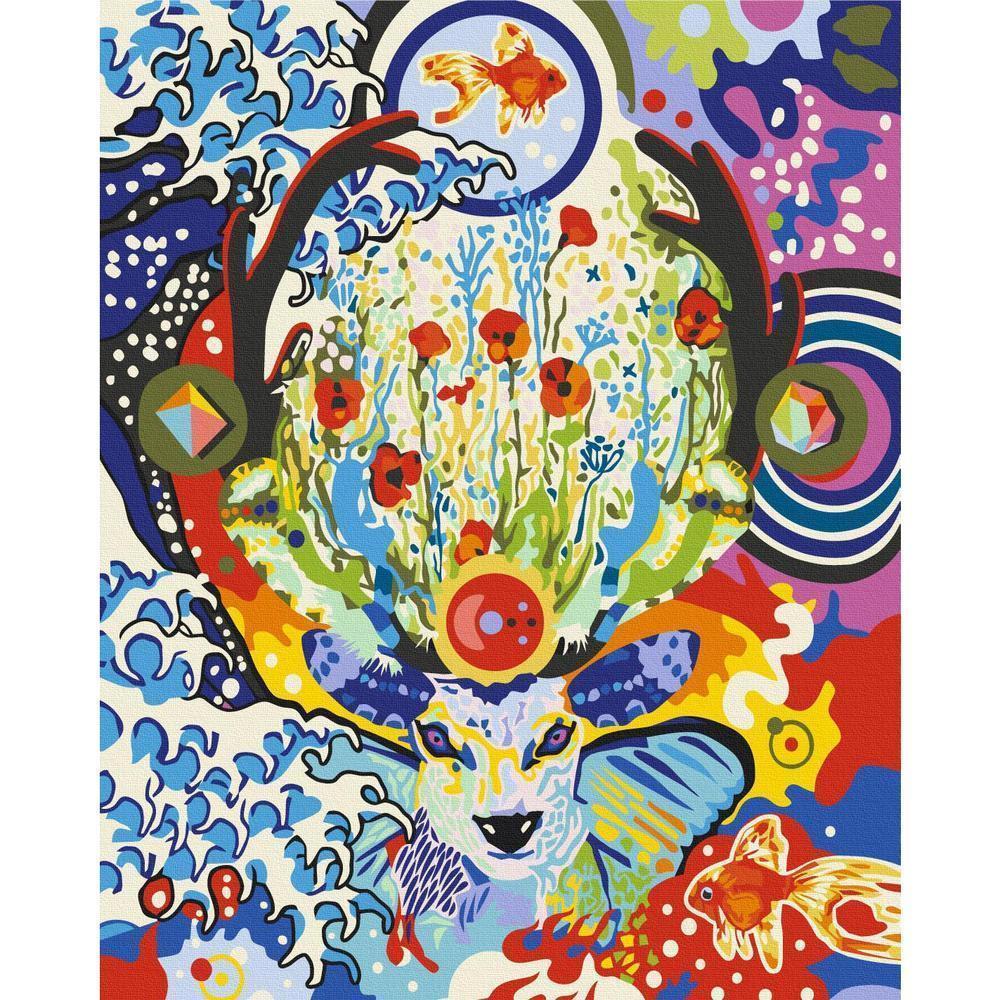 Obraz do samodzielnego malowania - Jeleń i kwiaty