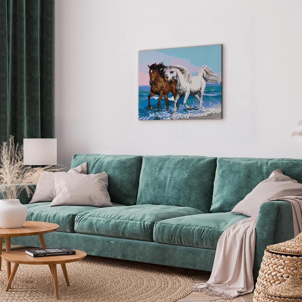 Obraz do samodzielnego malowania - Konie nad morzem