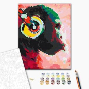 Obraz do samodzielnego malowania - Małpa w słuchawkach