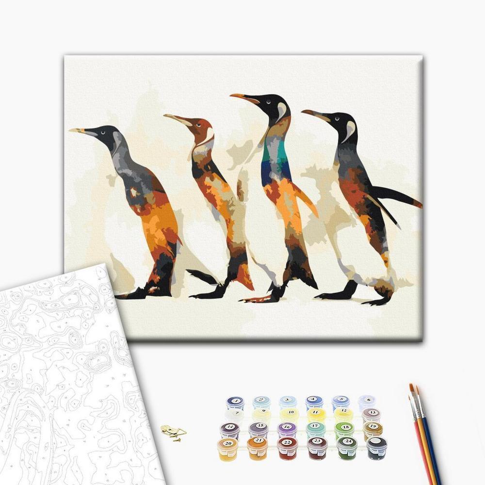 Obraz do samodzielnego malowania - Rodzina pingwinów