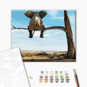 Obraz do samodzielnego malowania - Słoń na drzewie