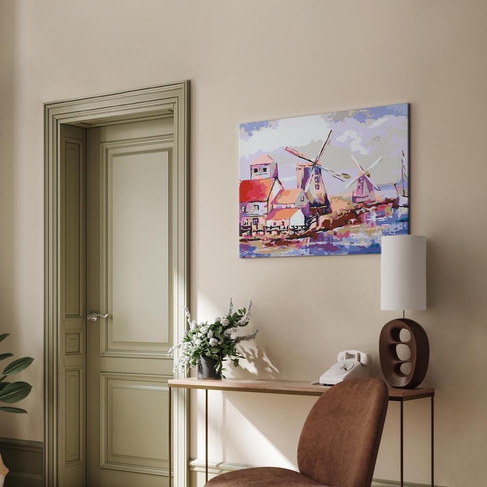 Obraz do samodzielnego malowania - Wiatraki (krajobraz)