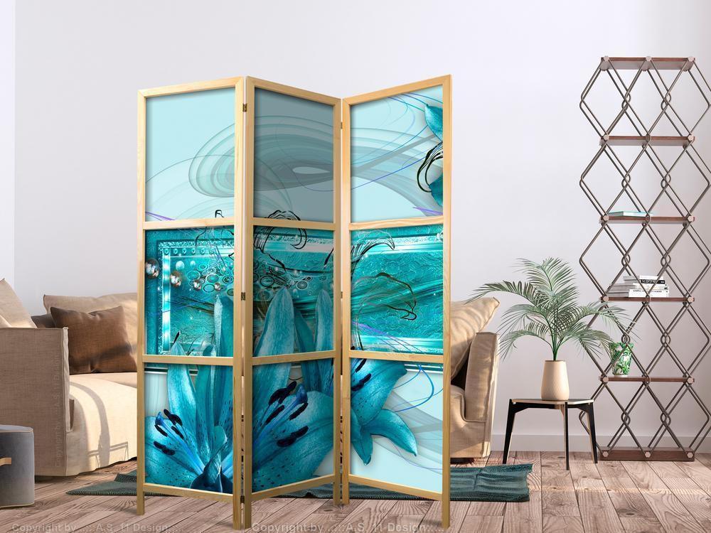 Parawan japoński - Lilie w błękicie I