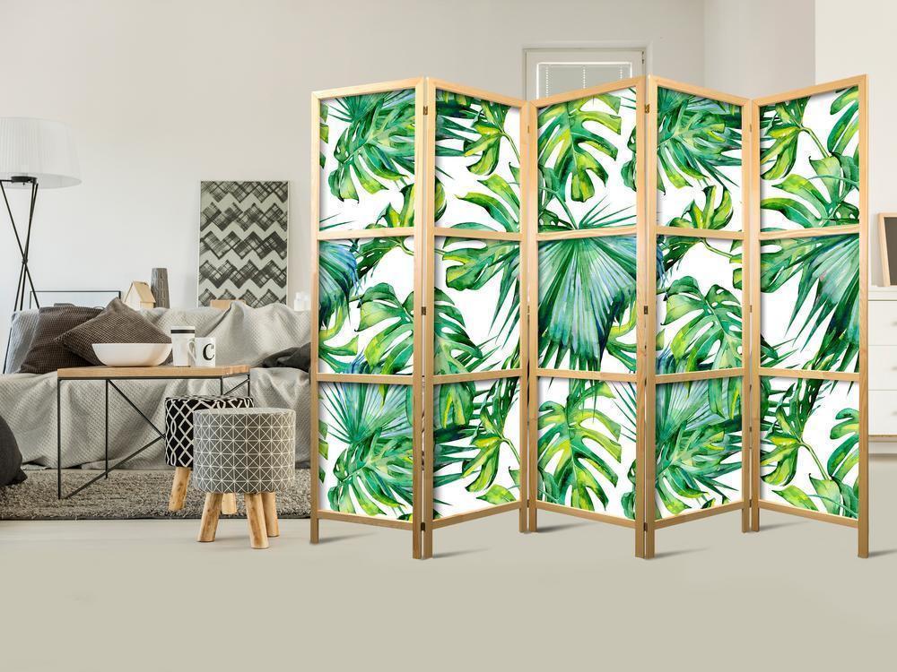 Parawan japoński - Liście monstery i palmy II