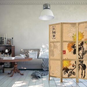 Parawan japoński - Styl japoński: Chryzantemy