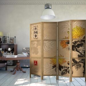 Parawan japoński - Styl japoński: Chryzantemy II