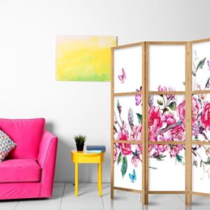 Parawan japoński - Styl japoński: Kwiaty i motyle
