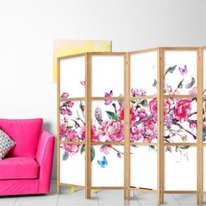 Parawan japoński - Styl japoński: Kwiaty i motyle II