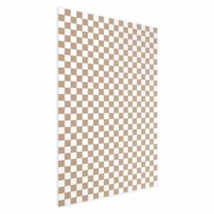 Plakat - Geometria i brązy - szachowy wzór kratki w neutralnych odcieniach